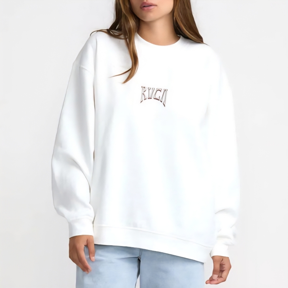 New RVCA White Pullover Crew Sweatshirt Women's Size Medium